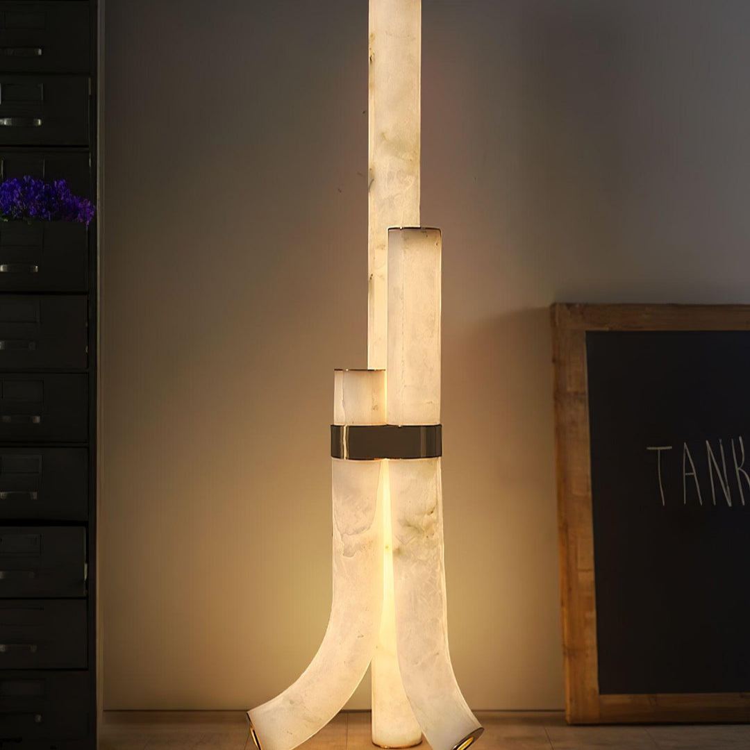 Jade Alabaster Curved Whimsical Floor Lamp Living Room Bedroom
