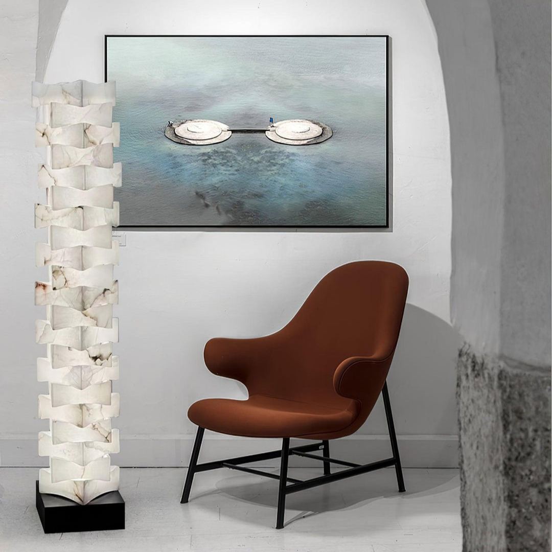 Jade Chic Layered Alabaster Floor Lamp Living Room Bedroom