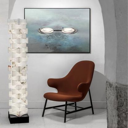Jade Chic Layered Alabaster Floor Lamp Living Room Bedroom