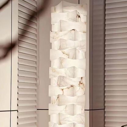 Jade Chic Layered Alabaster Floor Lamp Living Room Bedroom