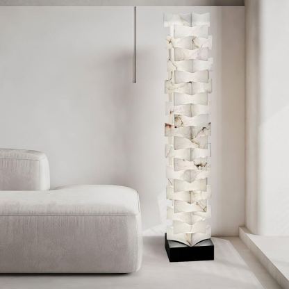 Jade Chic Layered Alabaster Floor Lamp Living Room Bedroom
