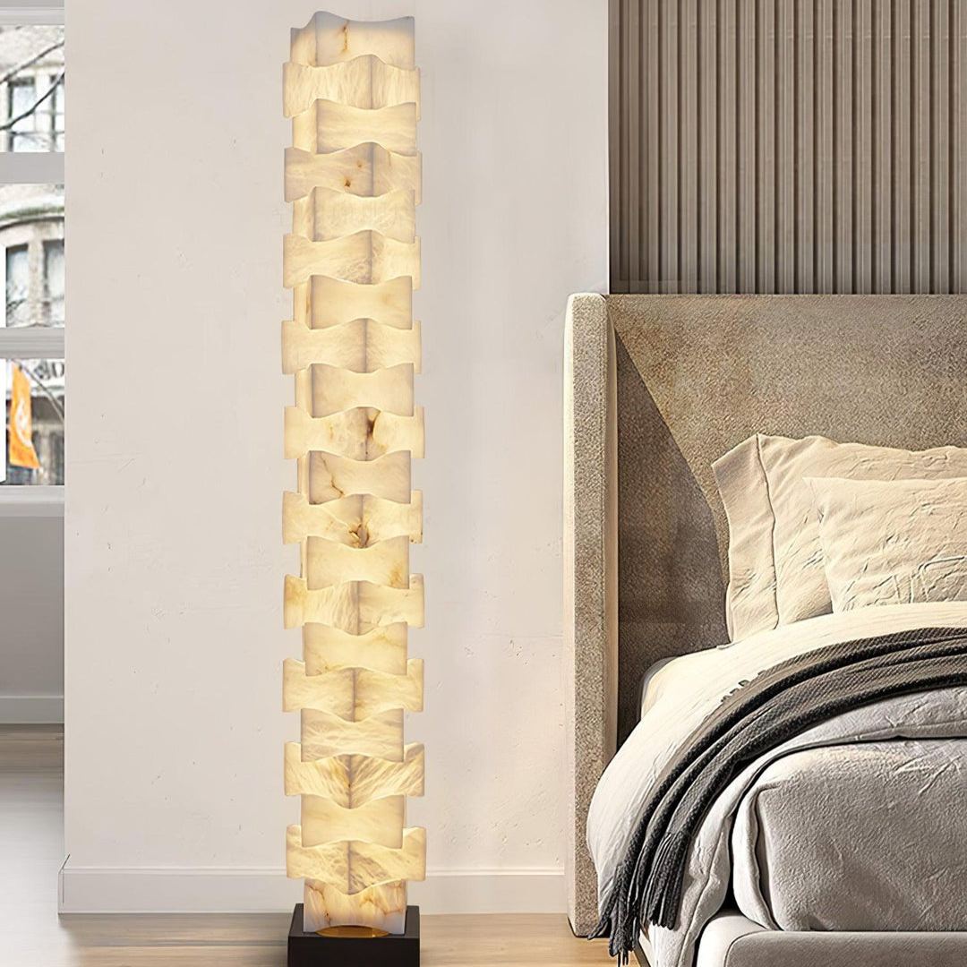 Jade Chic Layered Alabaster Floor Lamp Living Room Bedroom