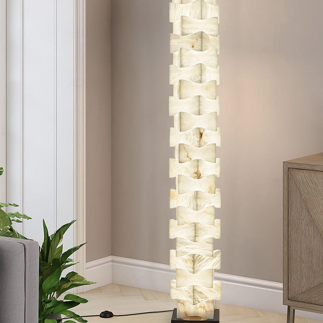 Jade Chic Layered Alabaster Floor Lamp Living Room Bedroom