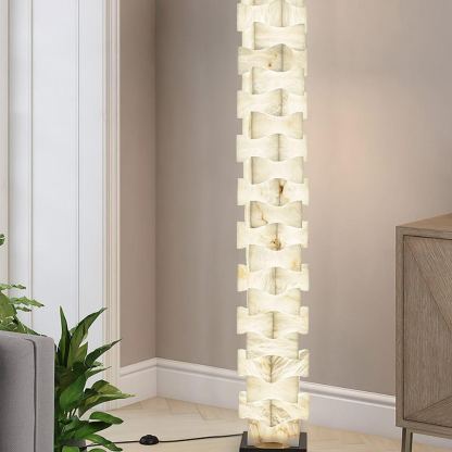 Jade Chic Layered Alabaster Floor Lamp Living Room Bedroom