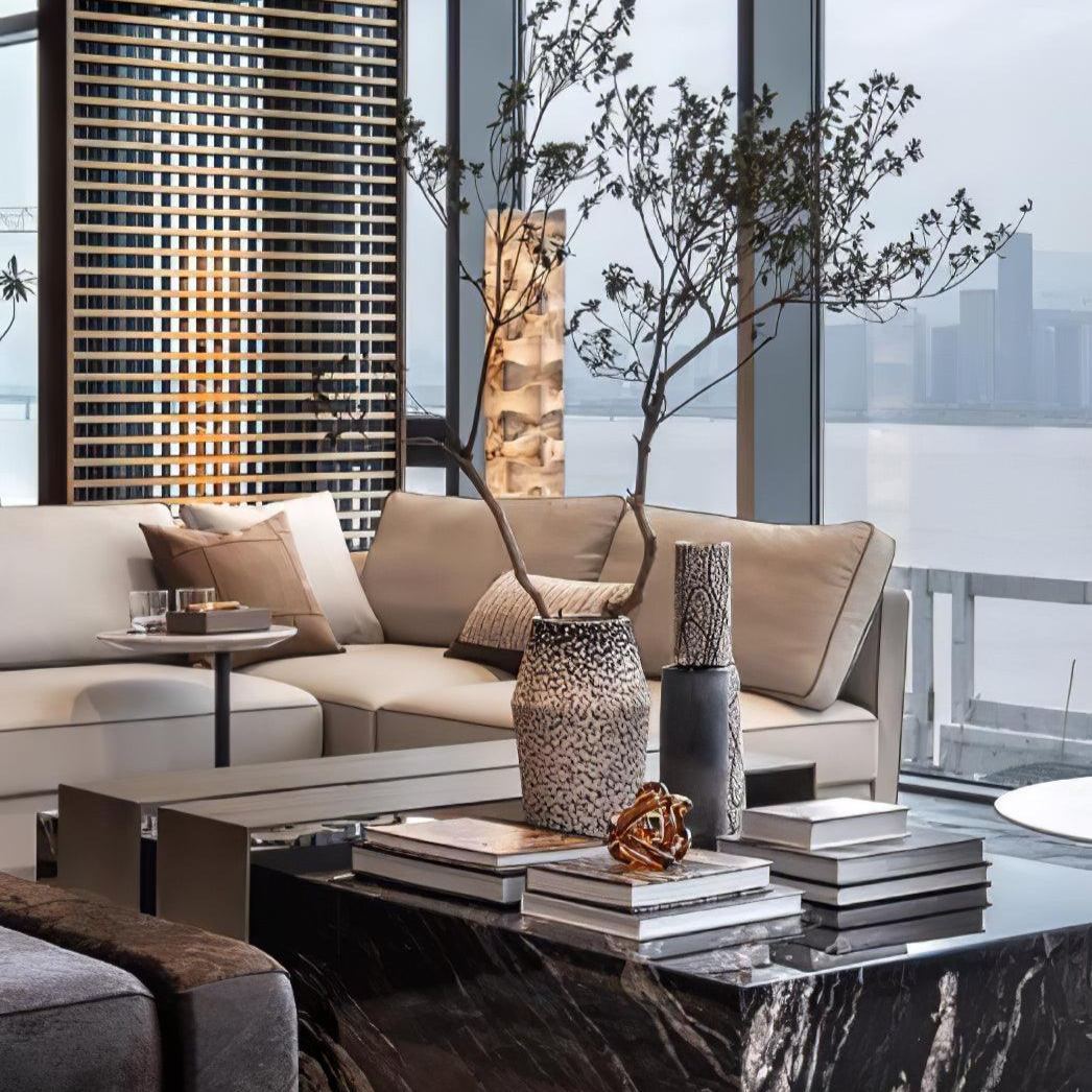 Jade Chic Layered Alabaster Floor Lamp Living Room Bedroom