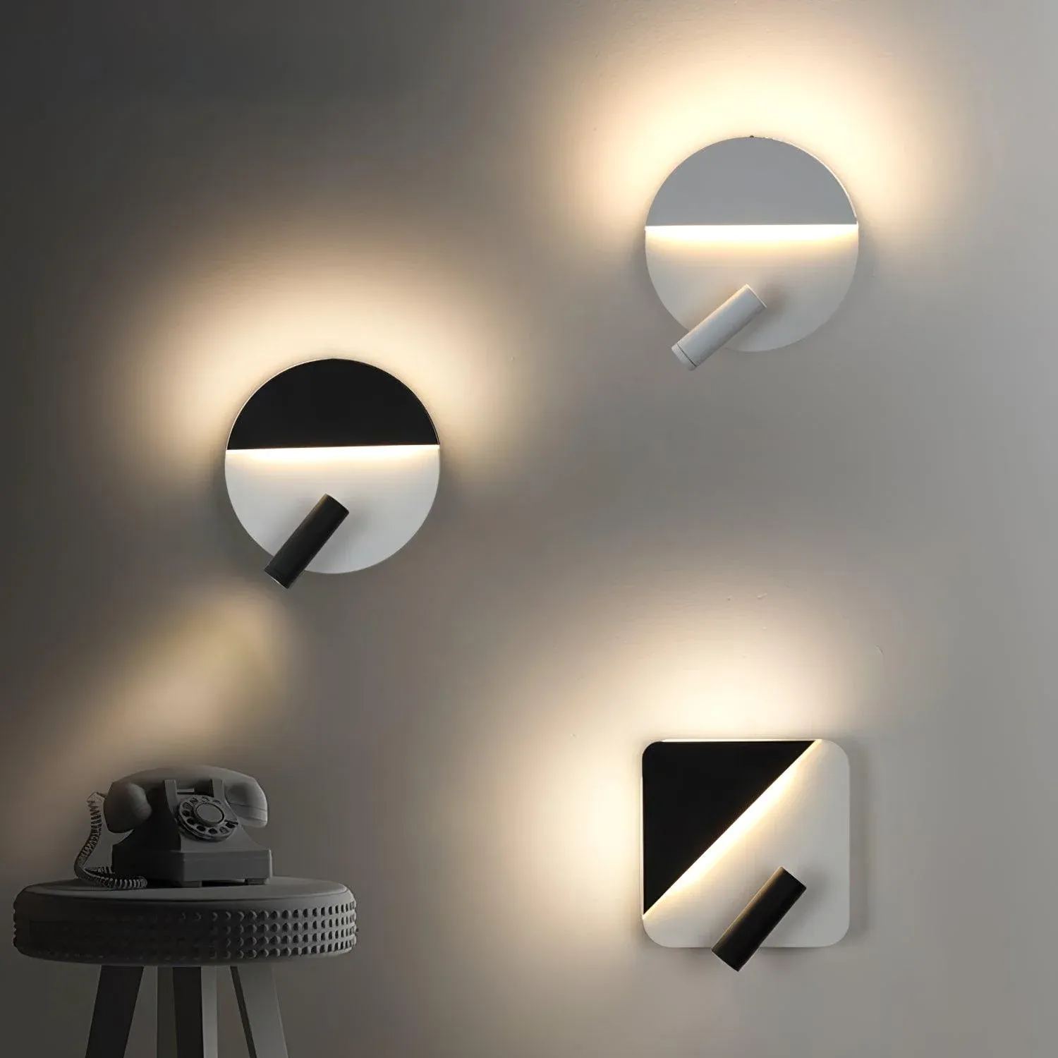 Edge Minimalism Metal Black White Wall Light Dining Room Bedroom