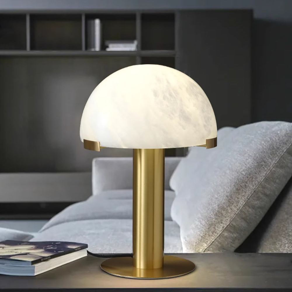Jade Mushroom Alabaster Brass Table Lamp Living Room Bedroom