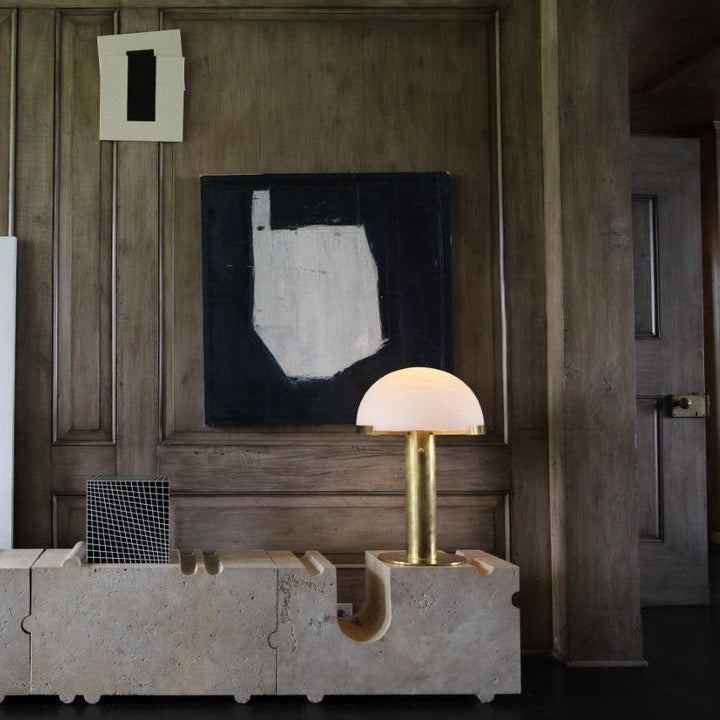 Jade Mushroom Alabaster Brass Table Lamp Living Room Bedroom