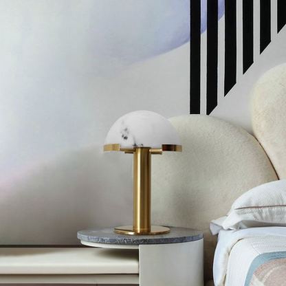 Jade Mushroom Alabaster Brass Table Lamp Living Room Bedroom