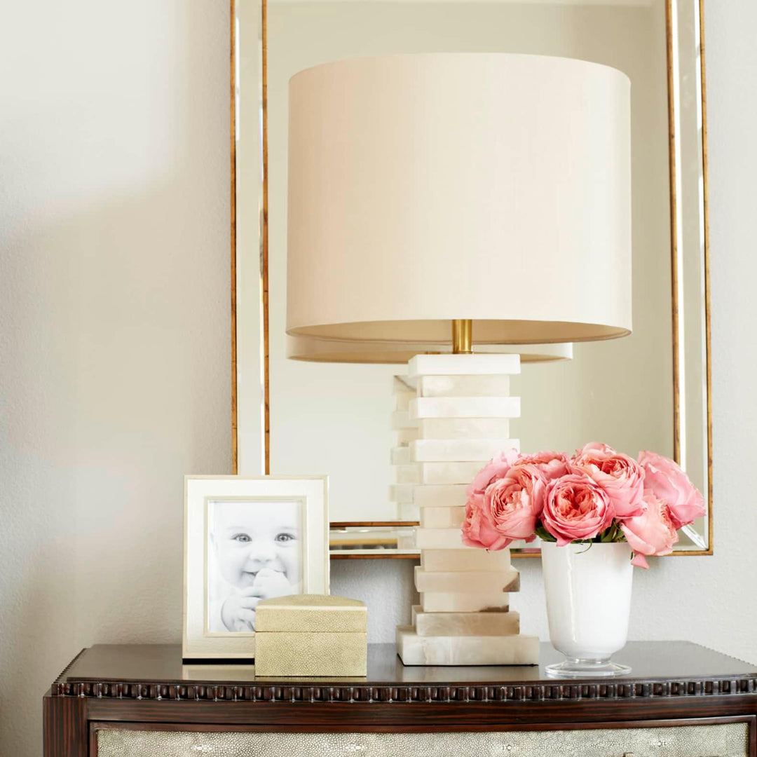 Jade Alabaster Stacked Elegant Table Lamp Bedroom Living Room