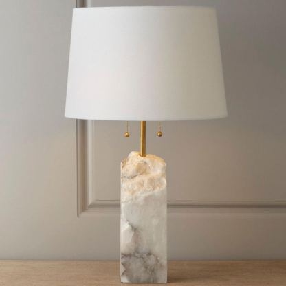 Jade Alabaster Rectangular Elegant Table Lamp Bedroom Living Room