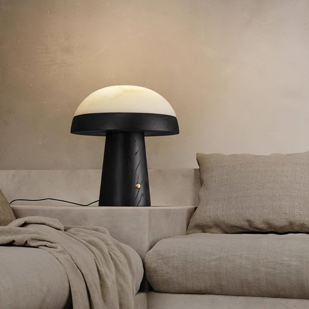 Jade Modern Alabaster Wood Mushroom Table Lamp Living Room