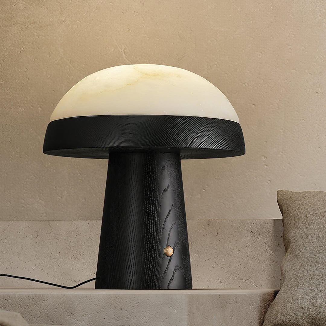 Jade Modern Alabaster Wood Mushroom Table Lamp Living Room