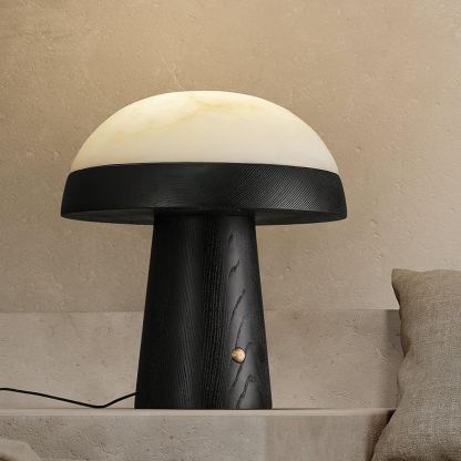 Jade Modern Alabaster Wood Mushroom Table Lamp Living Room