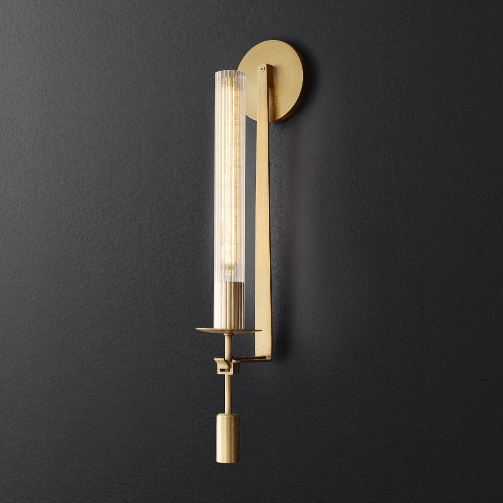 Alessio Minimalism Brass Metal Glass Wall Lamp Bedroom Living Room