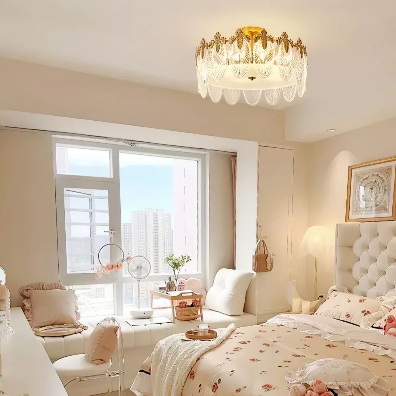 Alessio Vintage Luxury Glass Round Chandelier Living Dining Room