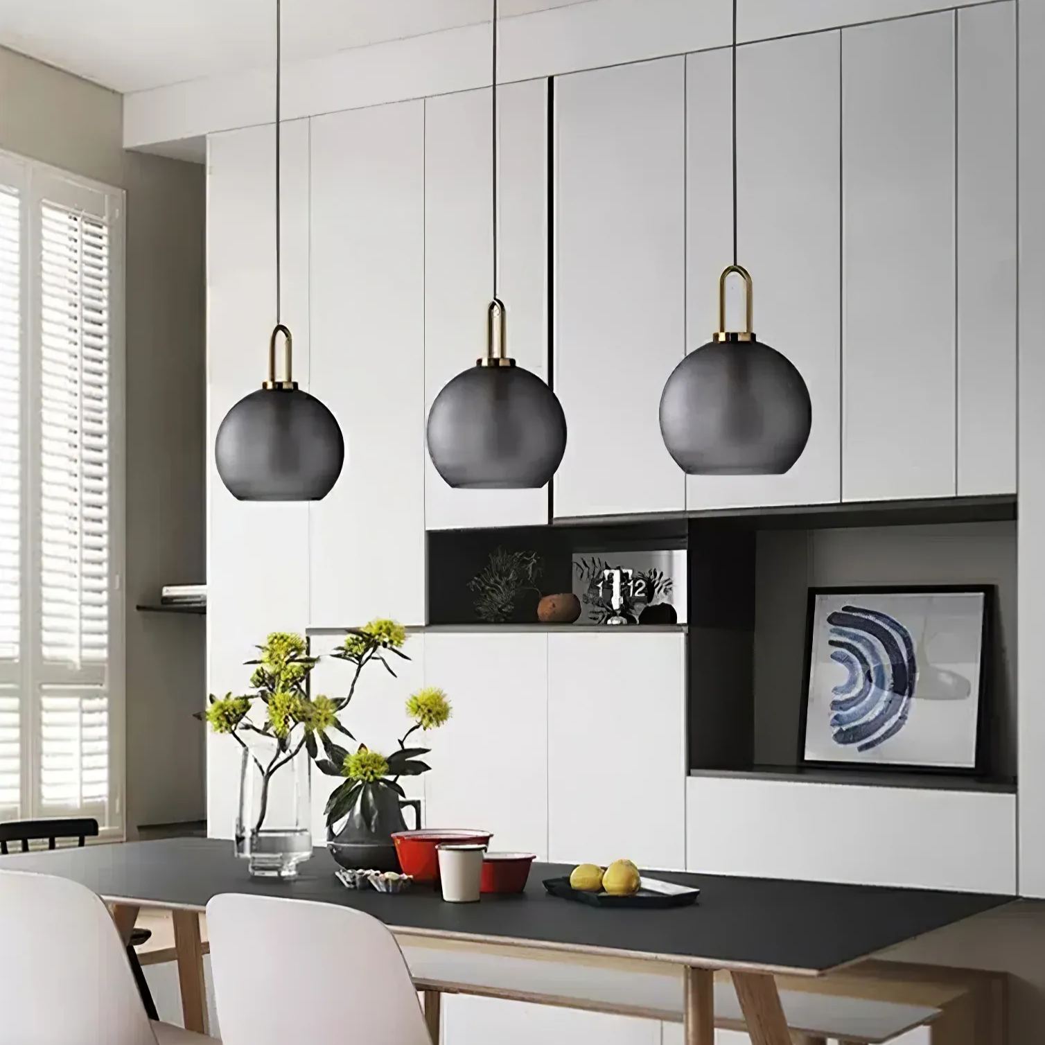 Hailie Modern Round Glass Pendant Light Bedroom Hallway Living Room