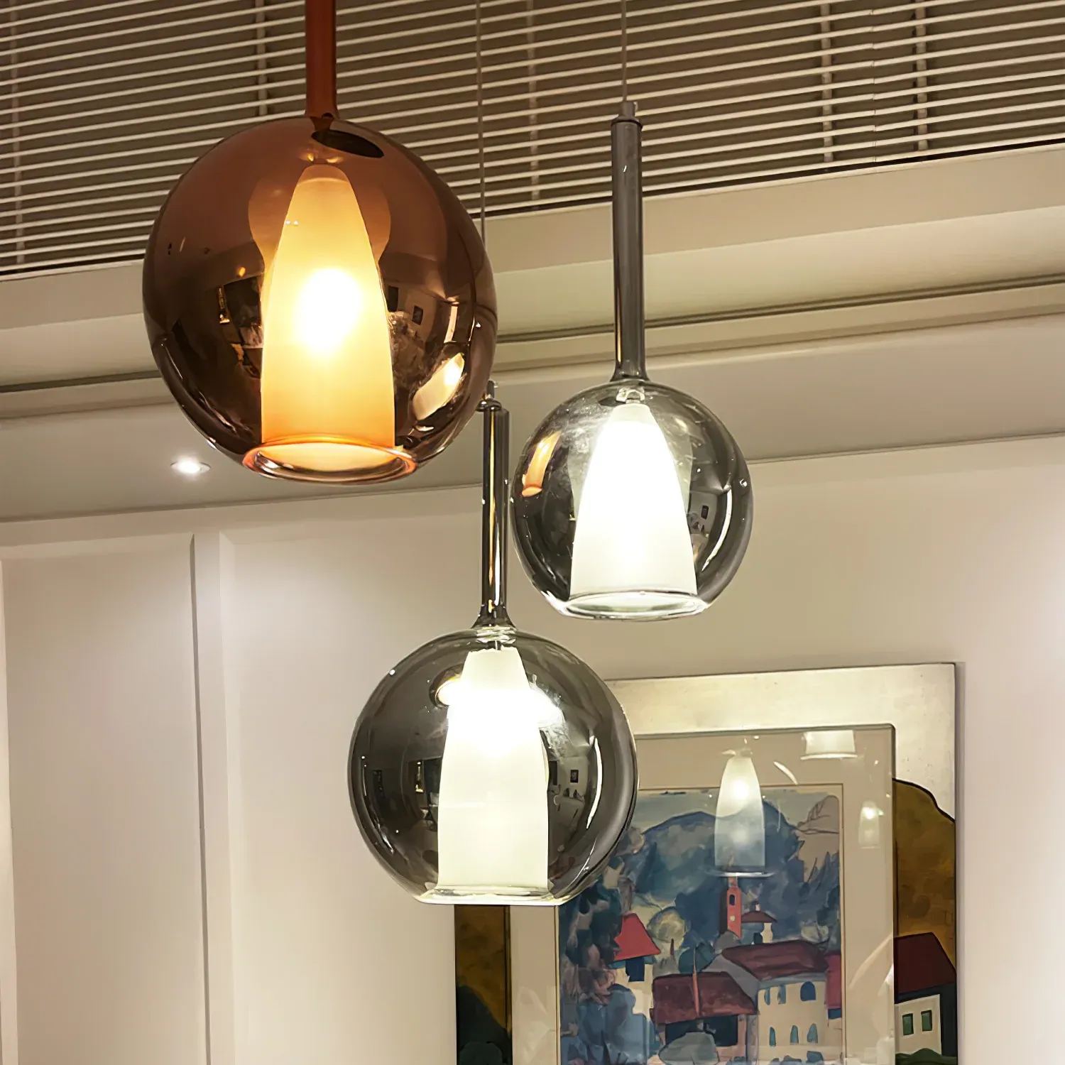 Hailie Modern Round Glass Pendant Light Bedroom Living Room