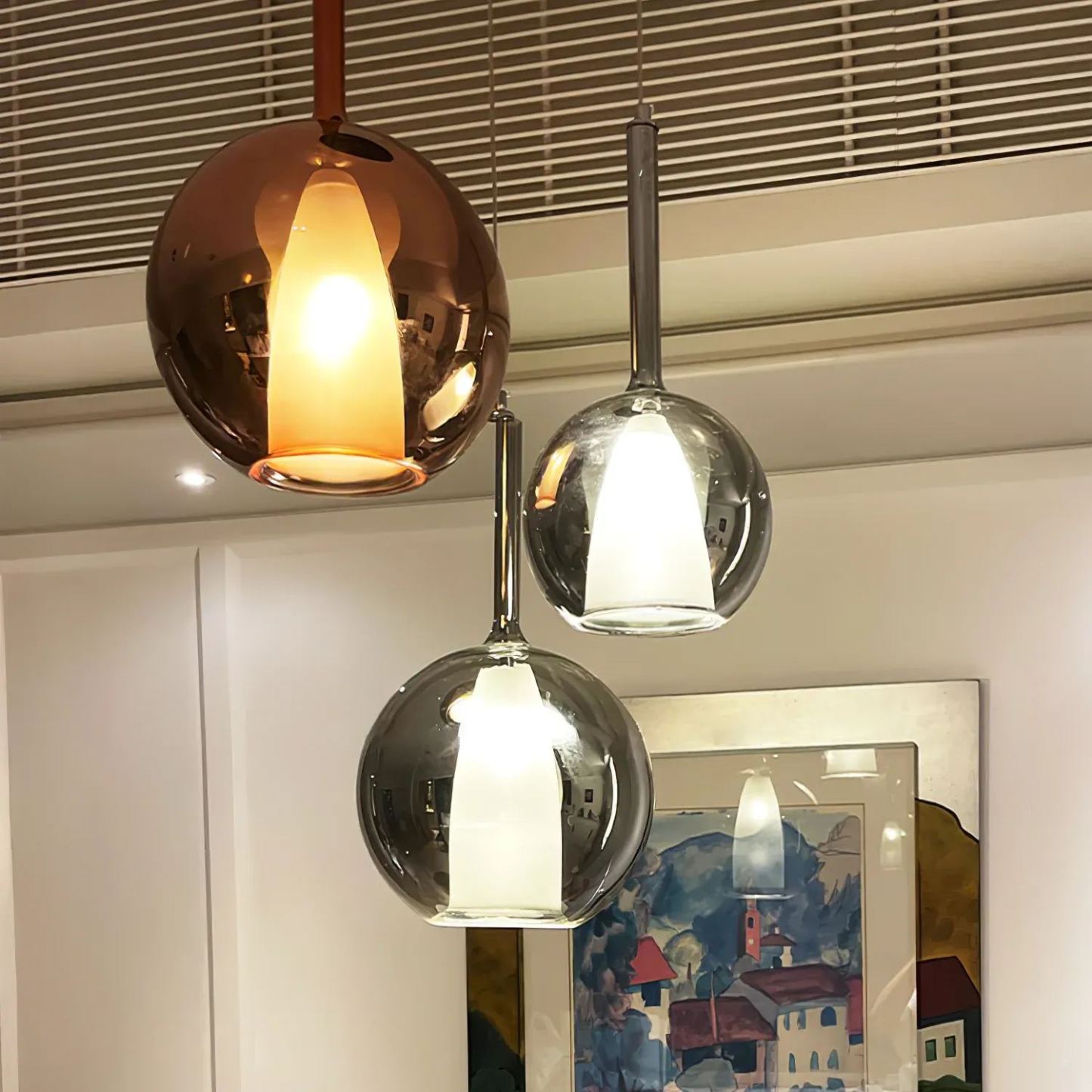 Hailie Modern Round Glass Pendant Light Bedroom Living Room