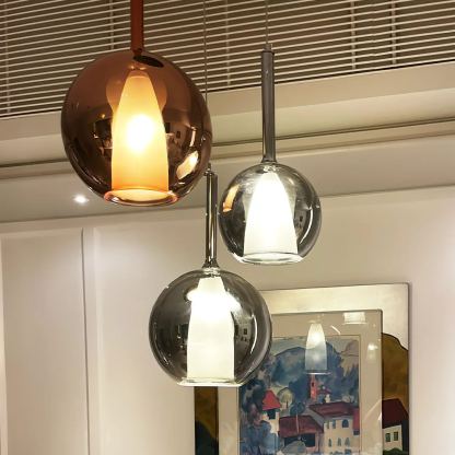 Hailie Modern Round Glass Pendant Light Bedroom Living Room
