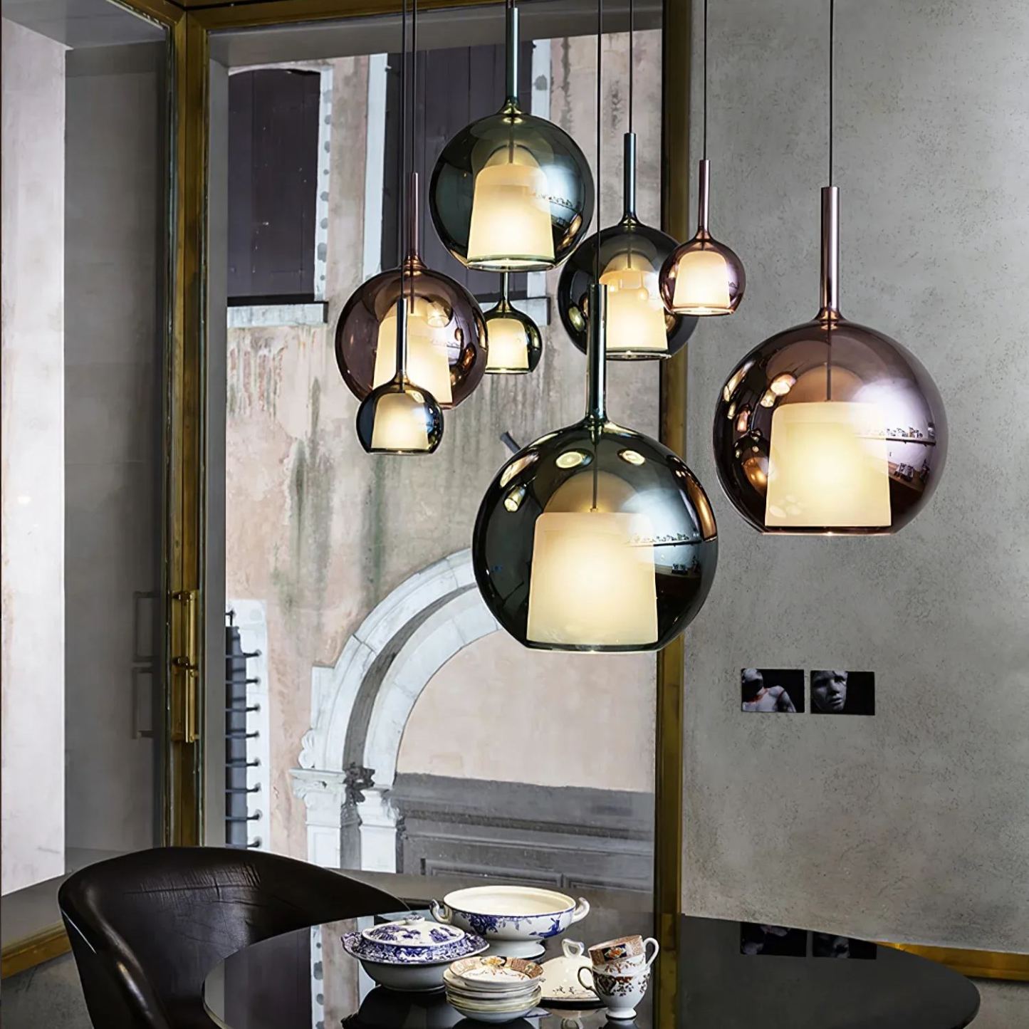 Hailie Modern Round Glass Pendant Light Bedroom Living Room