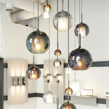 Hailie Modern Round Glass Pendant Light Bedroom Living Room