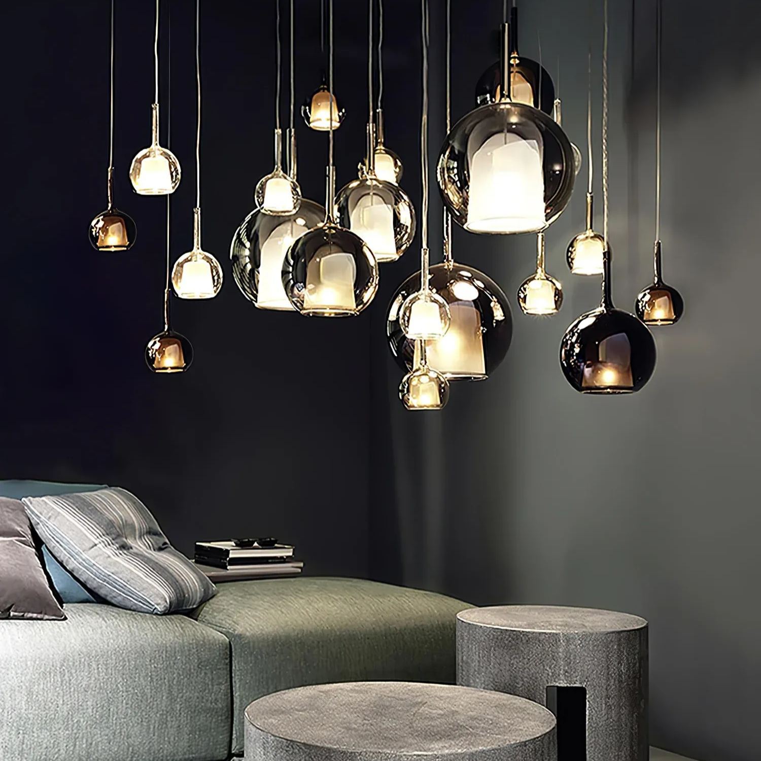 Hailie Modern Round Glass Pendant Light Bedroom Living Room