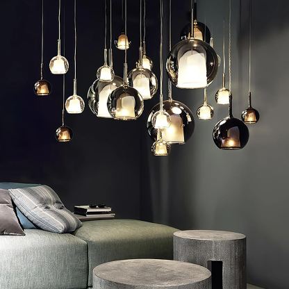 Hailie Modern Round Glass Pendant Light Bedroom Living Room