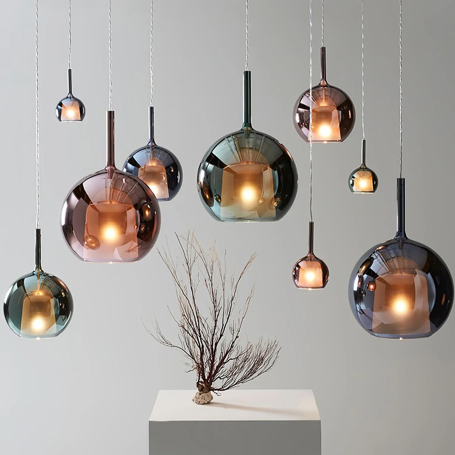 Hailie Modern Round Glass Pendant Light Bedroom Living Room