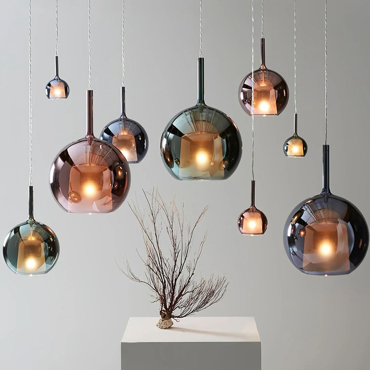 Hailie Modern Round Glass Pendant Light Bedroom Living Room