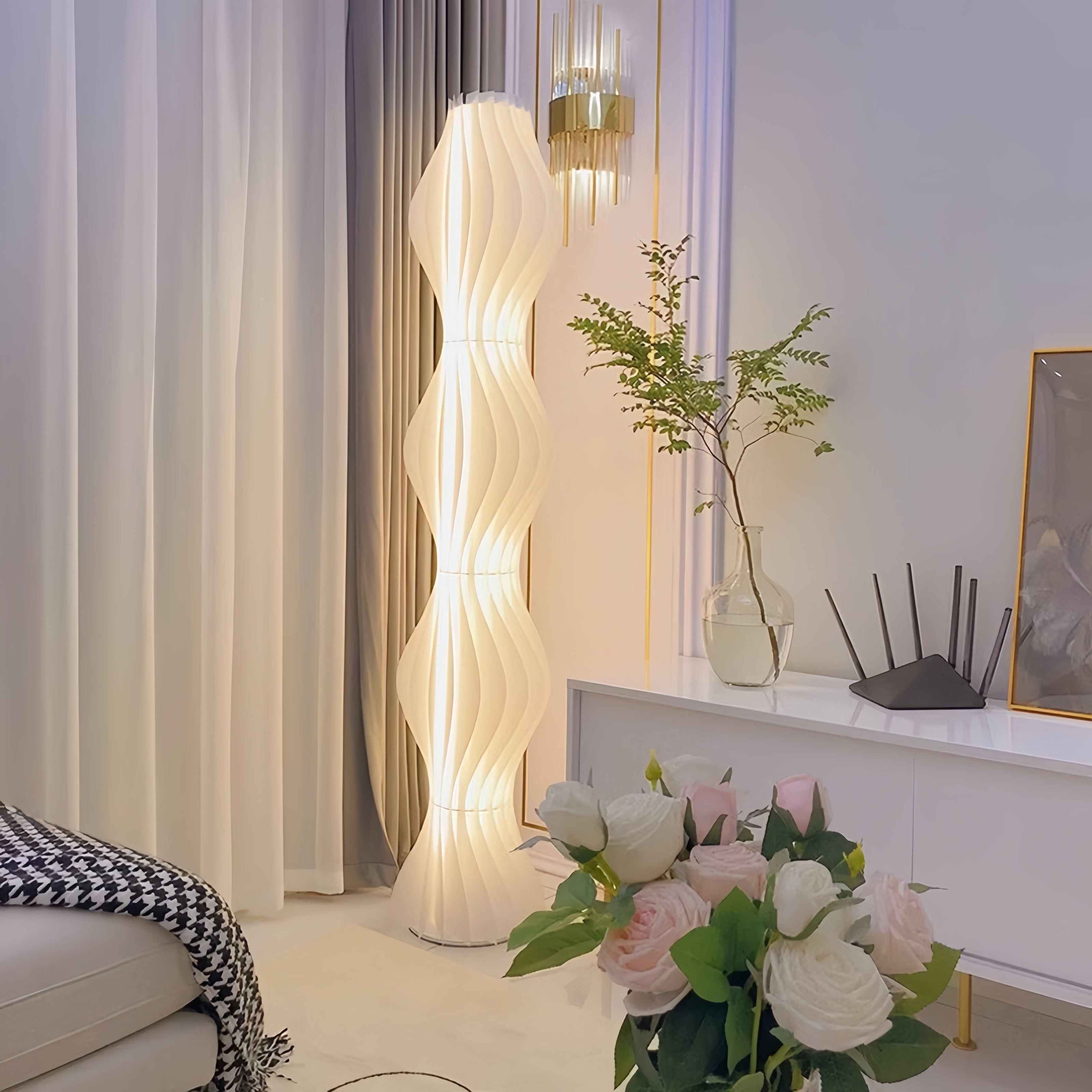 Salgado Artistic Pleated Acrylic Floor Lamp White