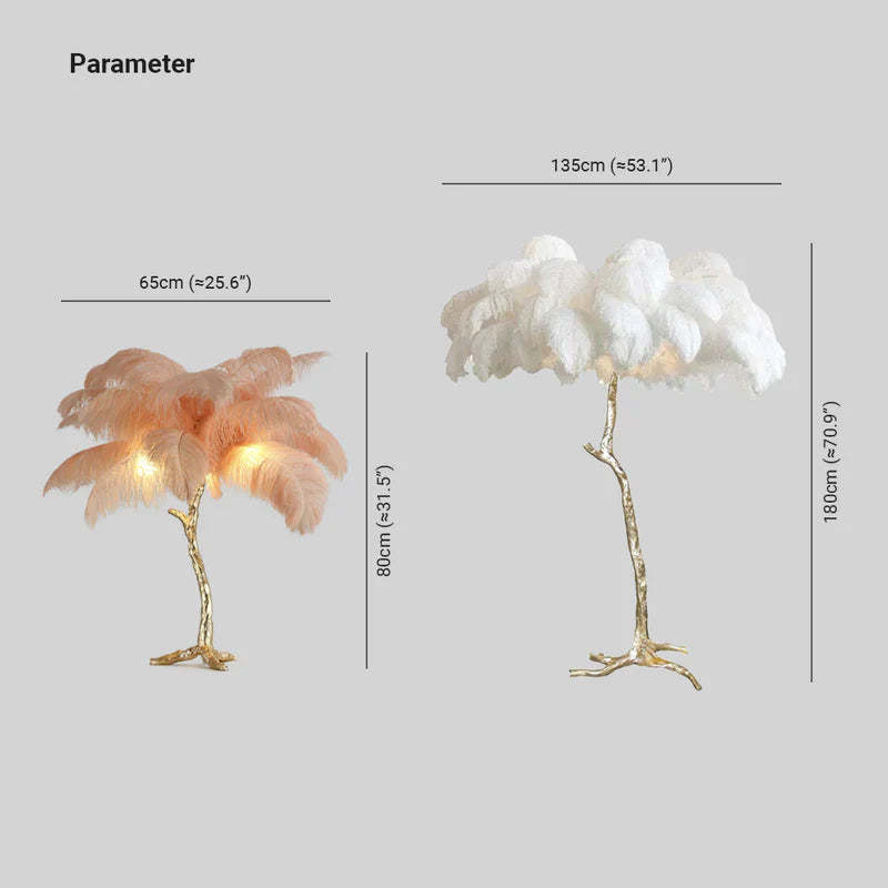 O'Moore Nordic Luxury Unique Ostrich Feather Floor Lamp/Table Lamp