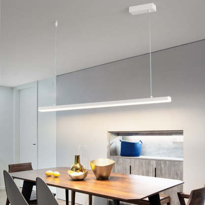 Edge Minimalist Linear Metal Pendant Light, White/Black