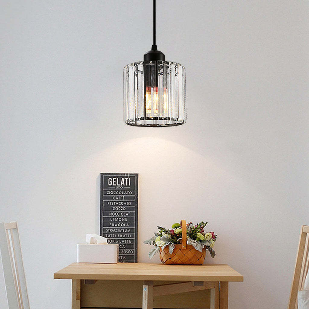 Herbert Modern Cluster Cylinder Glass Pendant Light, Black/Gold