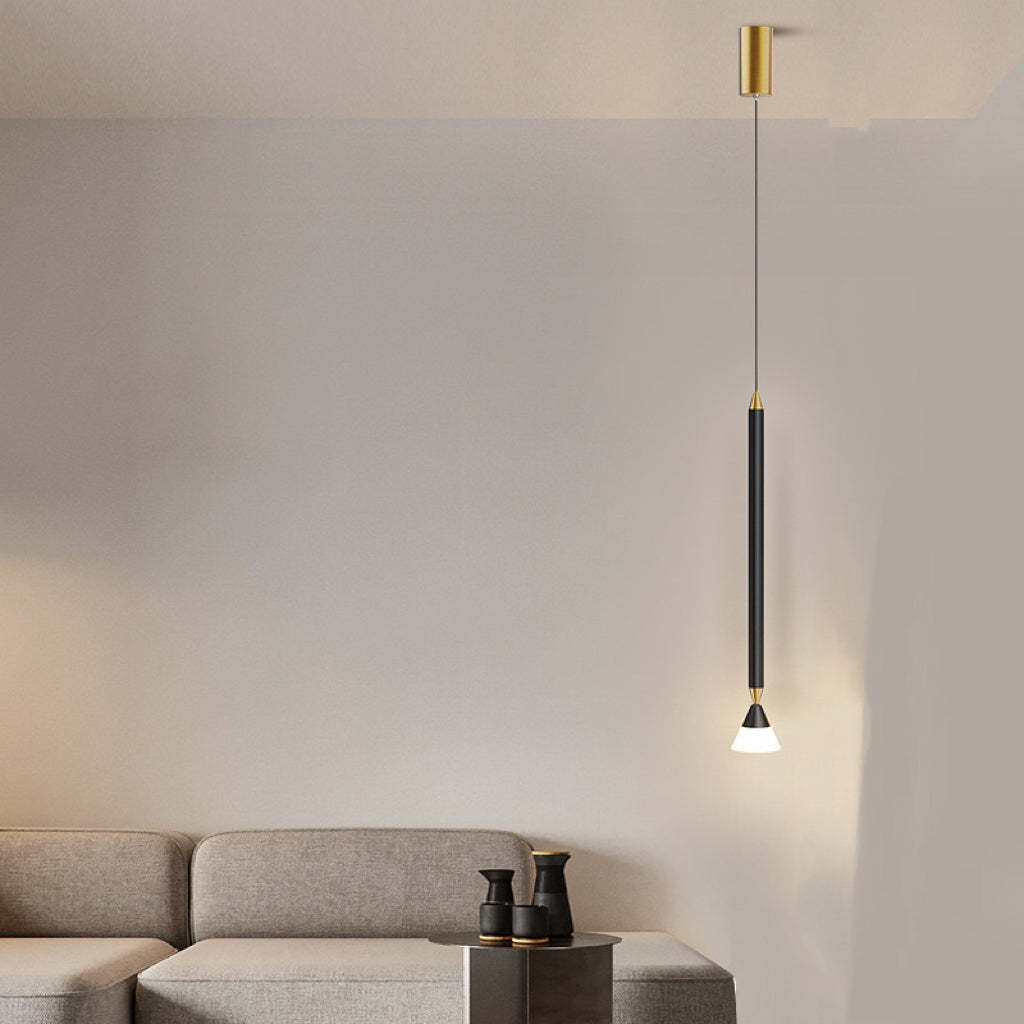 Carr Linear Metal Pendant Light, Black & Gold