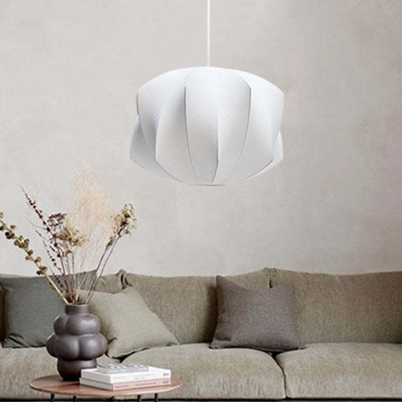 Renée Vintage Artificial White Silk Shade Single Pendant Light