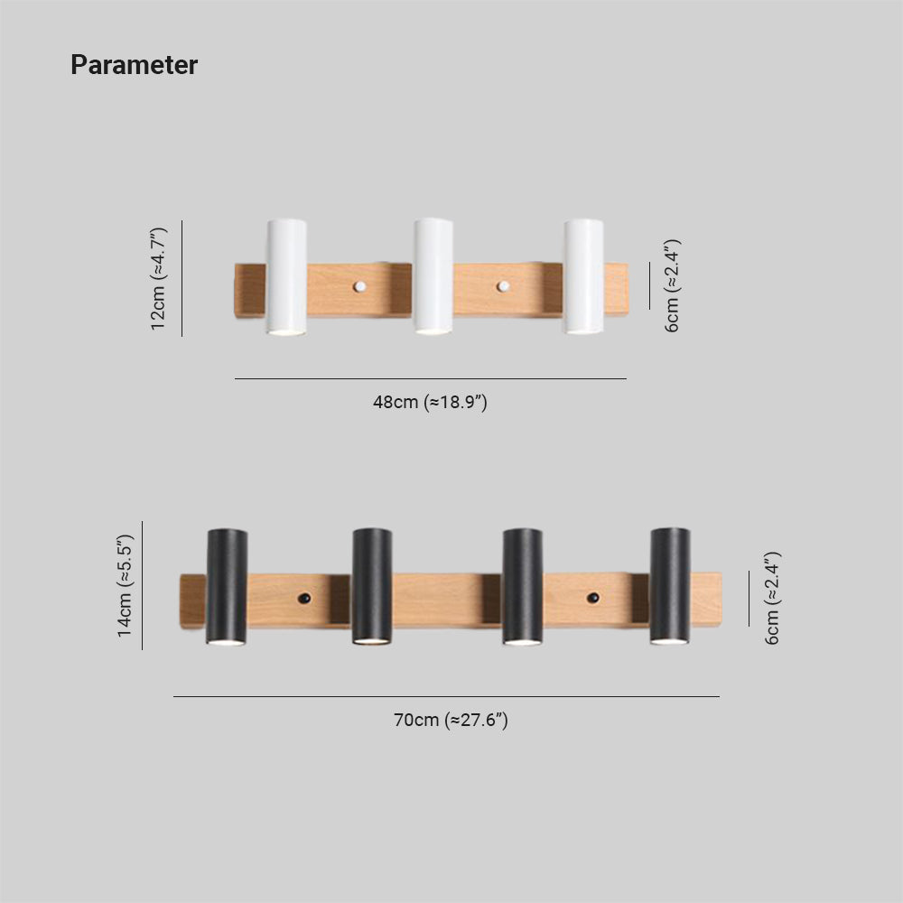 Freja Modern Cylinder Metal Wall Lamp, Black/White