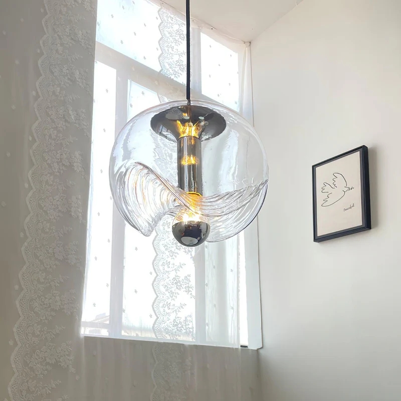 Hailie Modern Round Glass Hanging Pendant Light Shades Dining Room
