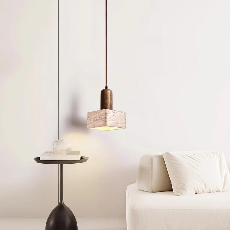 Zaid Minimalism Travertine Wood Pendant Lamp Bedroom Dining Room