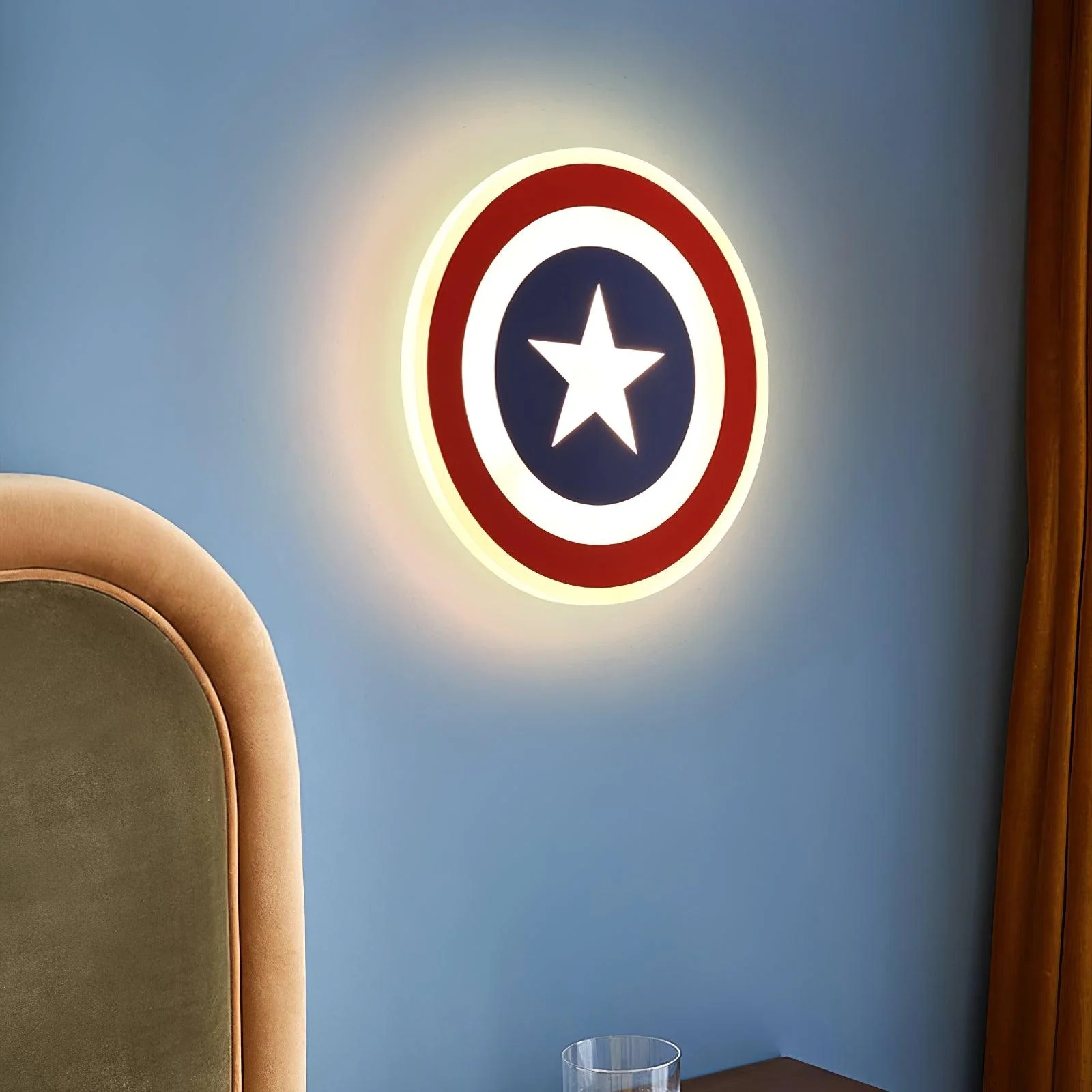 Edge Unusual Captain Red Blue Acrylic Metal Wall Lamp Dining Room Bedroom