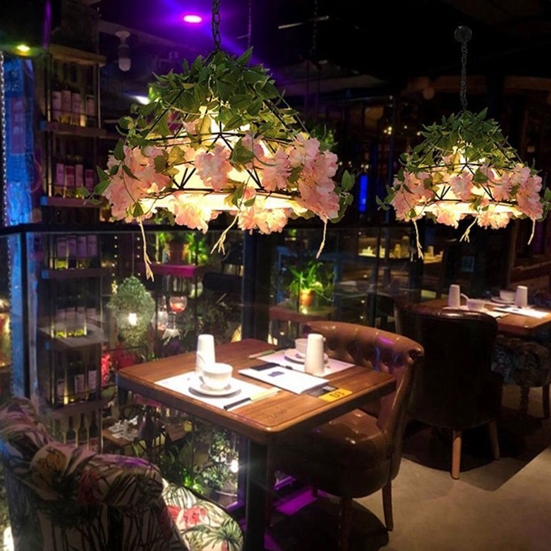 Nest Natural Decorative Flower Metal Pendant Light in a restaurant