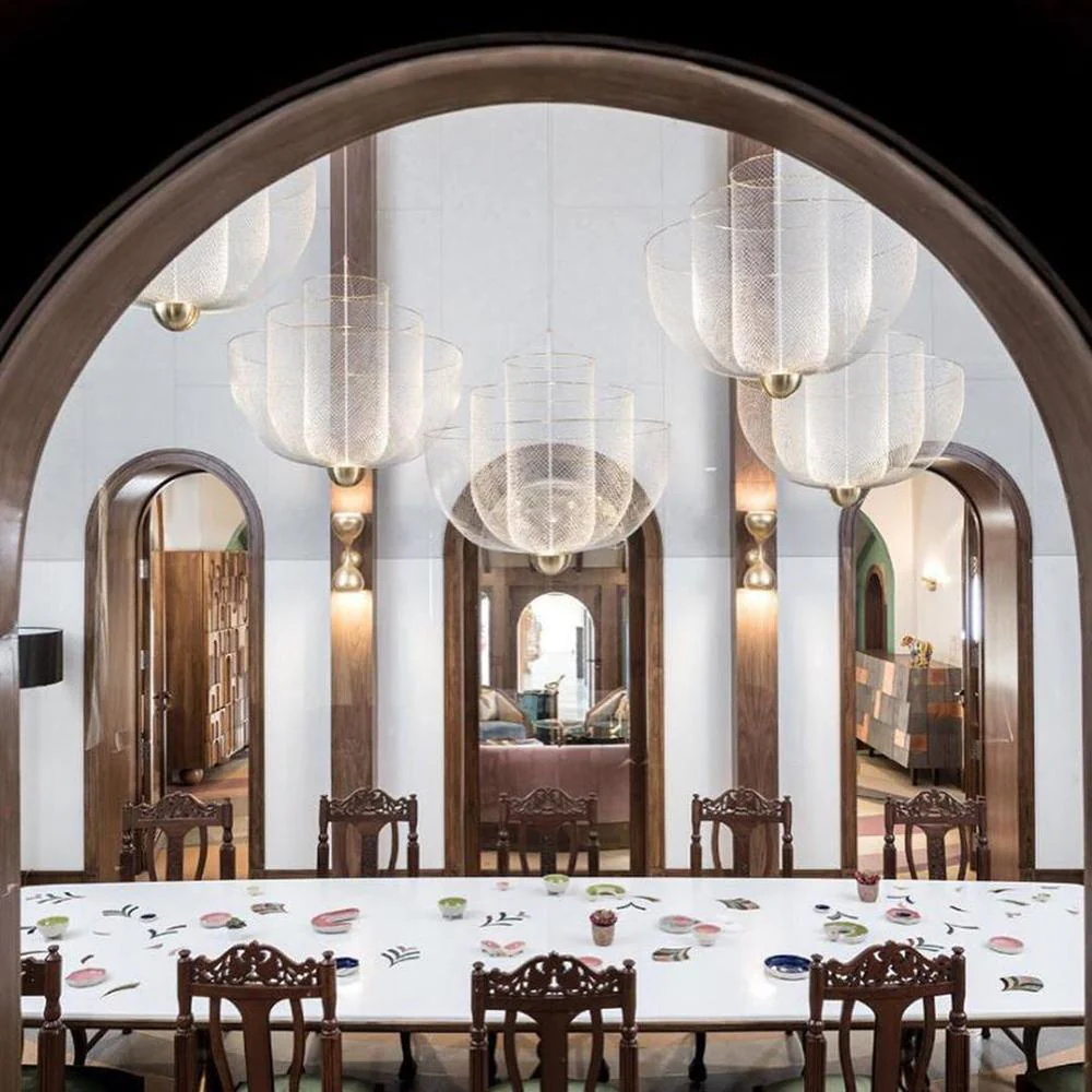 Alessio Unusual Metal Chrome Gold Pendant Light Bedroom Living Room