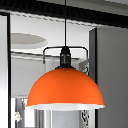 Orange Morandi Metal Pendant Light - Dome Shade
