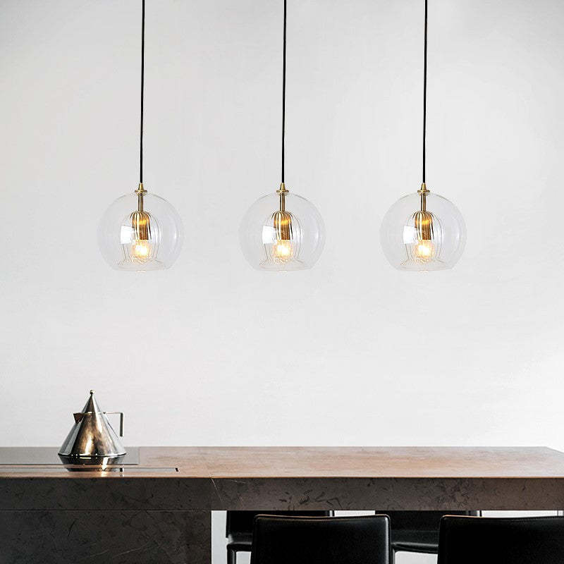 Hailie Nordic Glass Globe Pendant Light, Clear/Amber