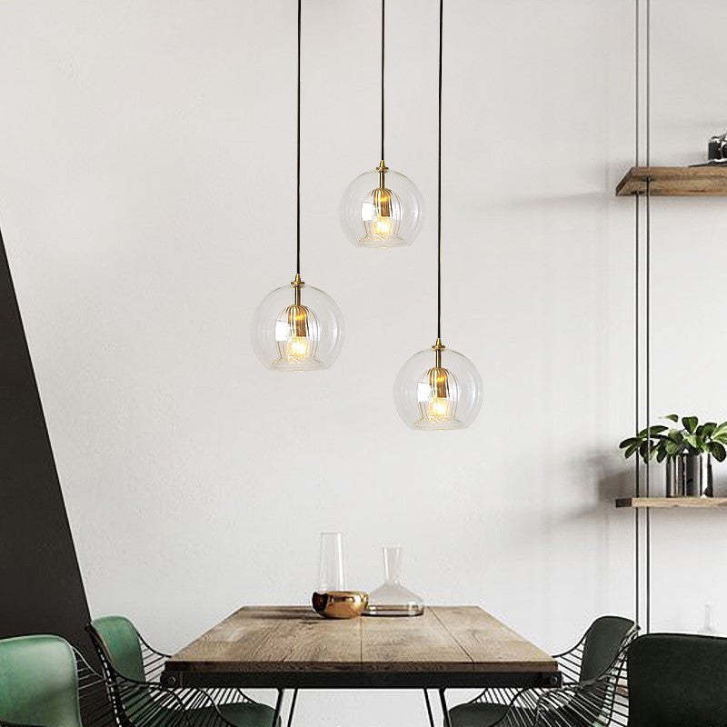 Hailie Nordic Glass Globe Pendant Light, Clear/Amber