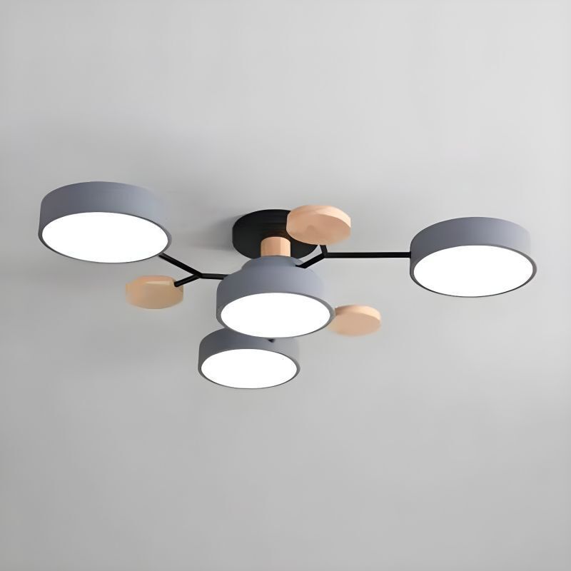 Sienna Geometric Flush Mount Ceiling Light Acrylic/Wood Living Room