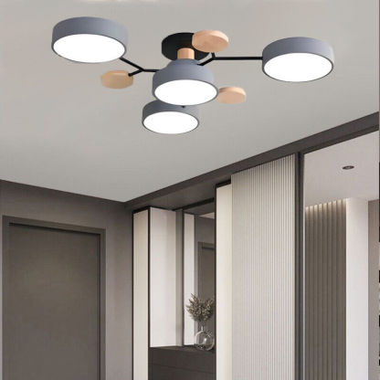 Sienna Geometric Flush Mount Ceiling Light Acrylic/Wood Living Room