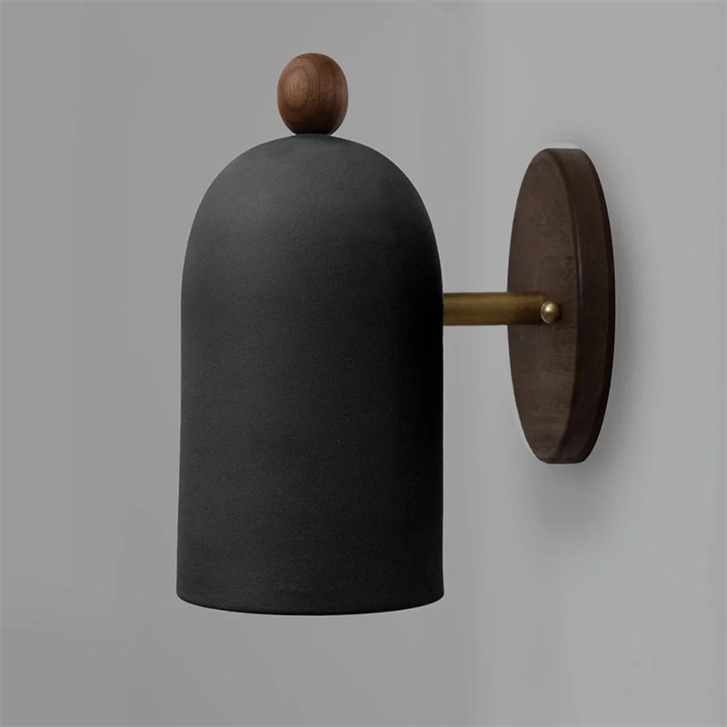 Brady wall lamp: modern wood and black metal lighting fixture
