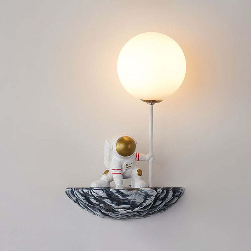 Fateh Decorative Astronaut Glass/Acrylic Wall Lamp, White/Blue-White