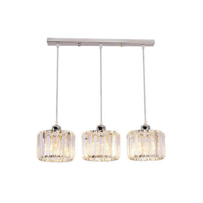 Hailie Modern Column Crystal Pendant Light, Stairs/Dining Room